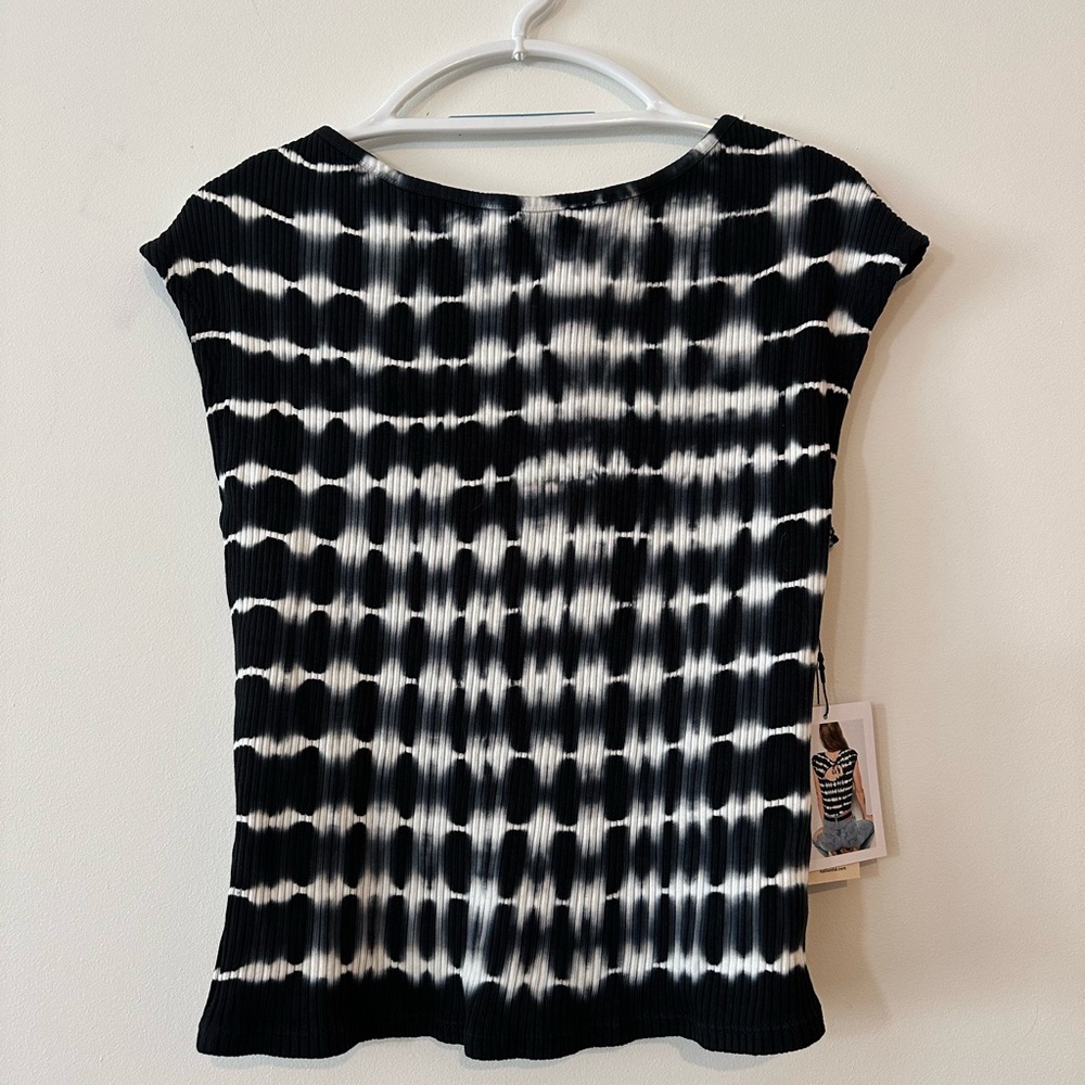 Jilli Tee, sleeveless stripe top navy blue white Medium, New, Nation LTD